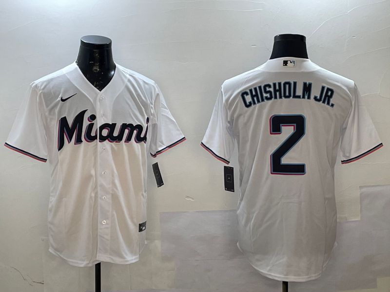Men Miami Marlins #2 Chisholm jr White Game 2025 Nike MLB Jersey style 2->miami marlins->MLB Jersey
